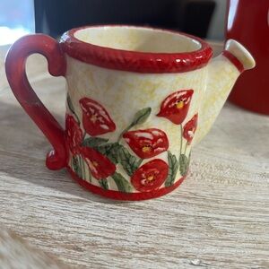 Poppy Flower Watering Can Mug Garden Theme Ceramic Cup